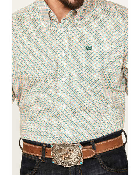 Image #3 - Cinch Men's Geo Print Stretch Long Sleeve Button-Down Western Shirt, White, hi-res