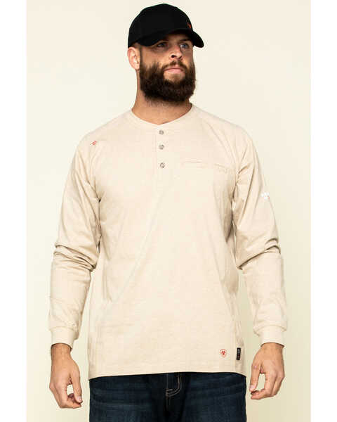 Image #1 - Ariat Men's FR Air Henley Soar Graphic Long Sleeve Work T-Shirt - Big & Tall, Yellow, hi-res