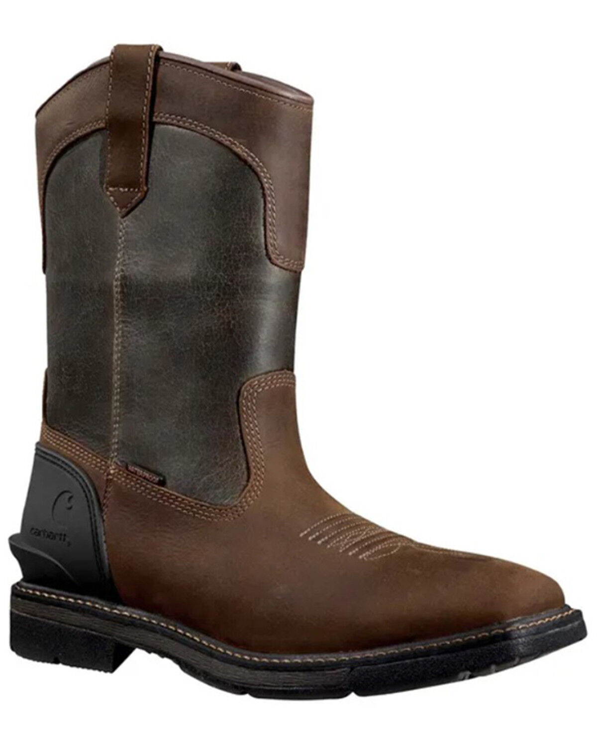 Image #1 - Carhartt Men's Montana 11" Waterproof Wellington Work Boots - Soft Toe, Green/brown, hi-res