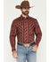 Image #1 - Cowboy Hardware Men's Southwestern Print Long Sleeve Snap Stretch Western Shirt, Red, hi-res