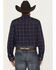 Image #4 - Wrangler X Cody Johnson Men's Plaid Print Long Sleeve Button-Down Western Shirt, Navy, hi-res