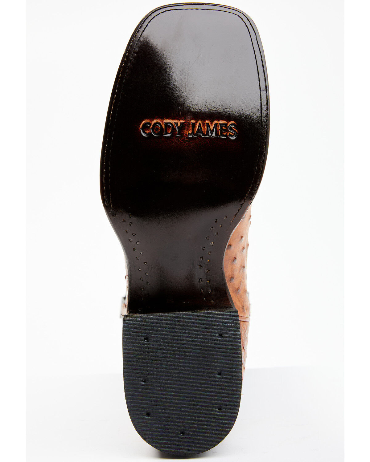 Image #7 - Cody James Men's Full Quill Cognac Ostrich Exotic Western Boots - Broad Square Toe, Black, hi-res
