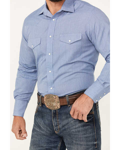 Image #3 - Roper Men's Printed Long Sleeve Pearl Snap Western Shirt, Blue, hi-res