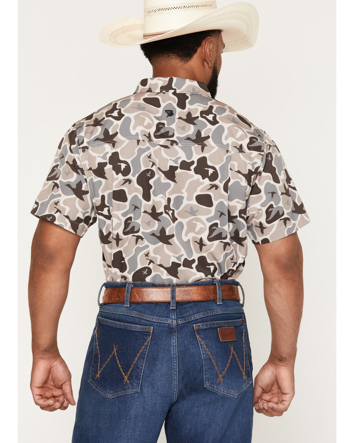 Image #4 - Burlebo Men's Mallard Camo Print Short Sleeve Button-Down Performance Western Shirt, Camouflage, hi-res