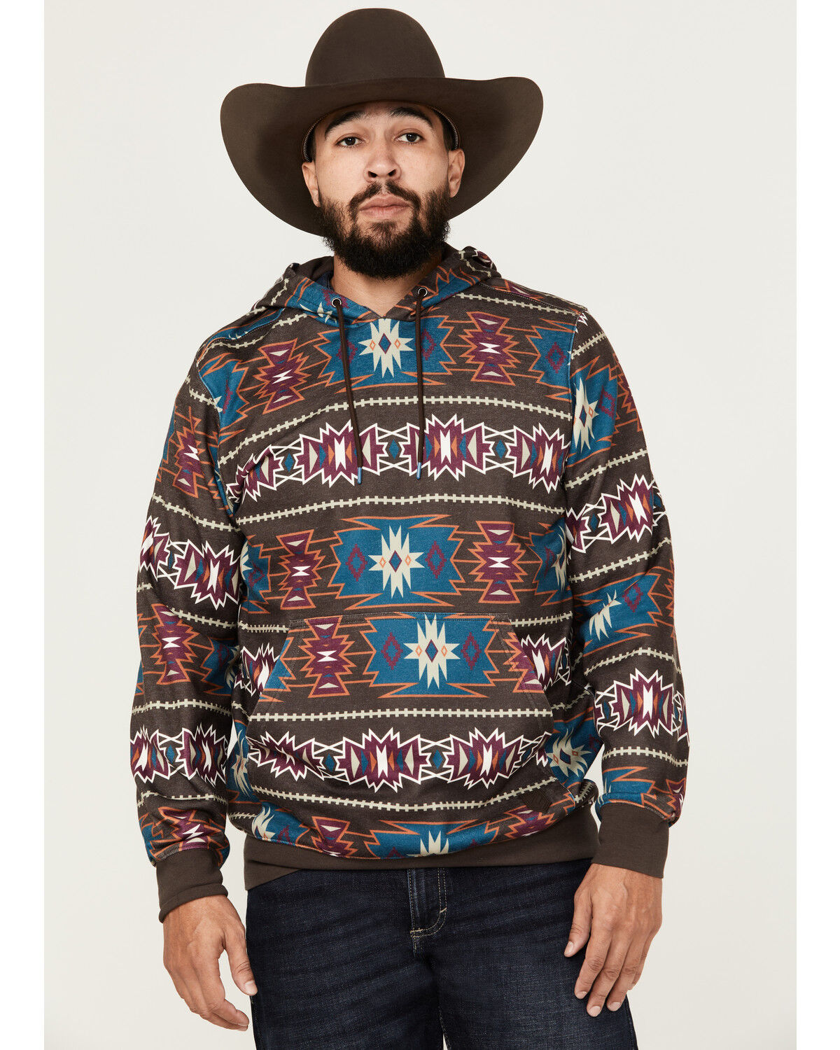 Image #1 - RANK 45® Men's Manville Hooded Sweatshirt, Coffee, hi-res