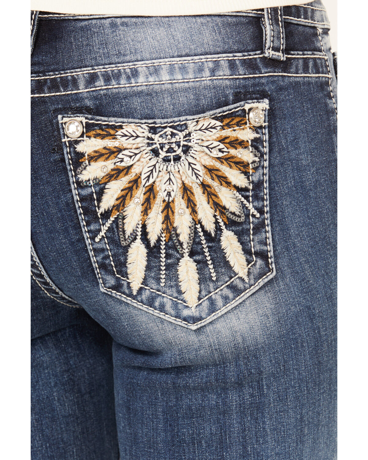 Image #2 - Miss Me Women's Dark Wash Mid Rise Stretch Bootcut Jeans, Dark Wash, hi-res