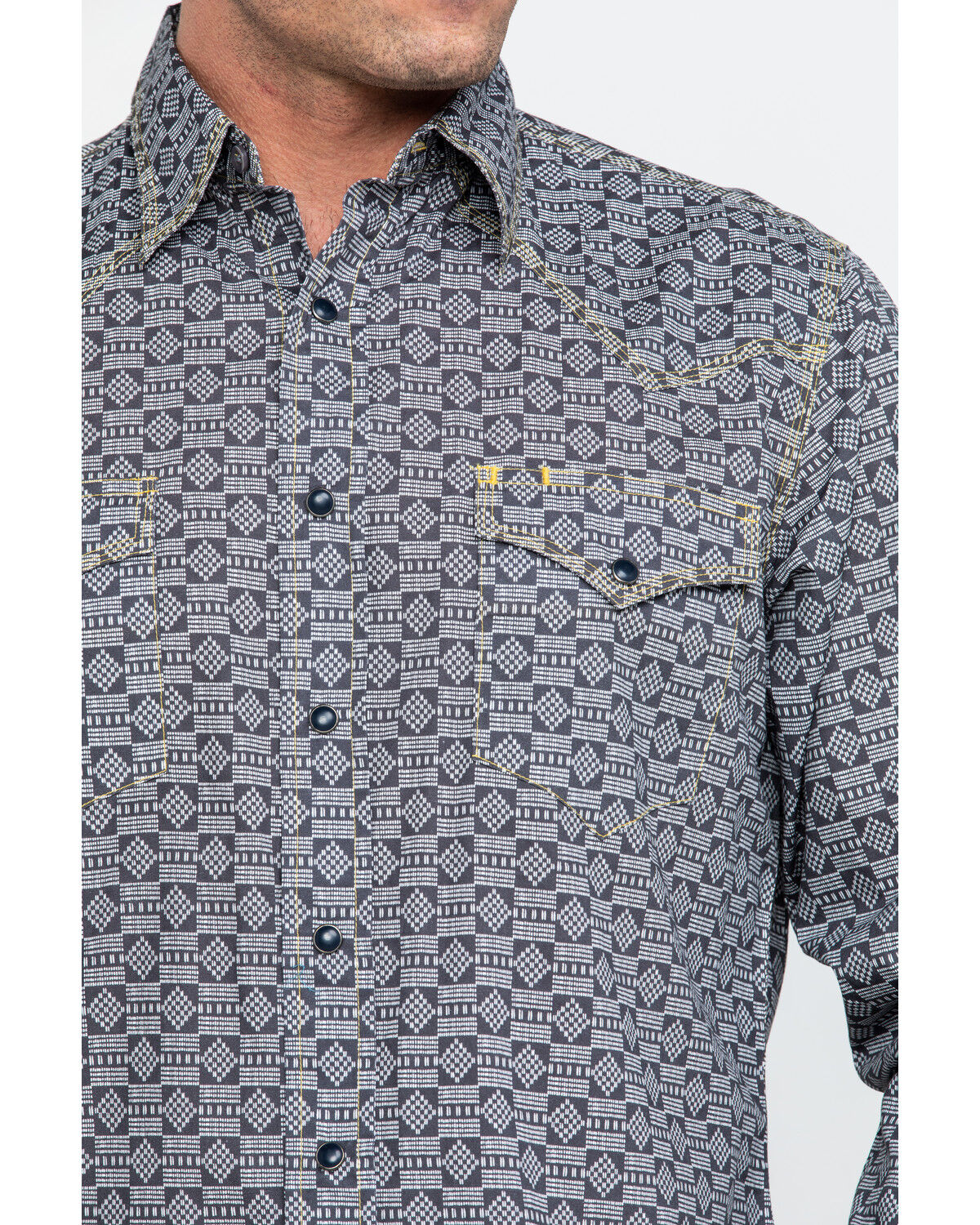 Image #4 - Tin Haul Men's Metal Logo Print Long Sleeve Western Shirt, Grey, hi-res