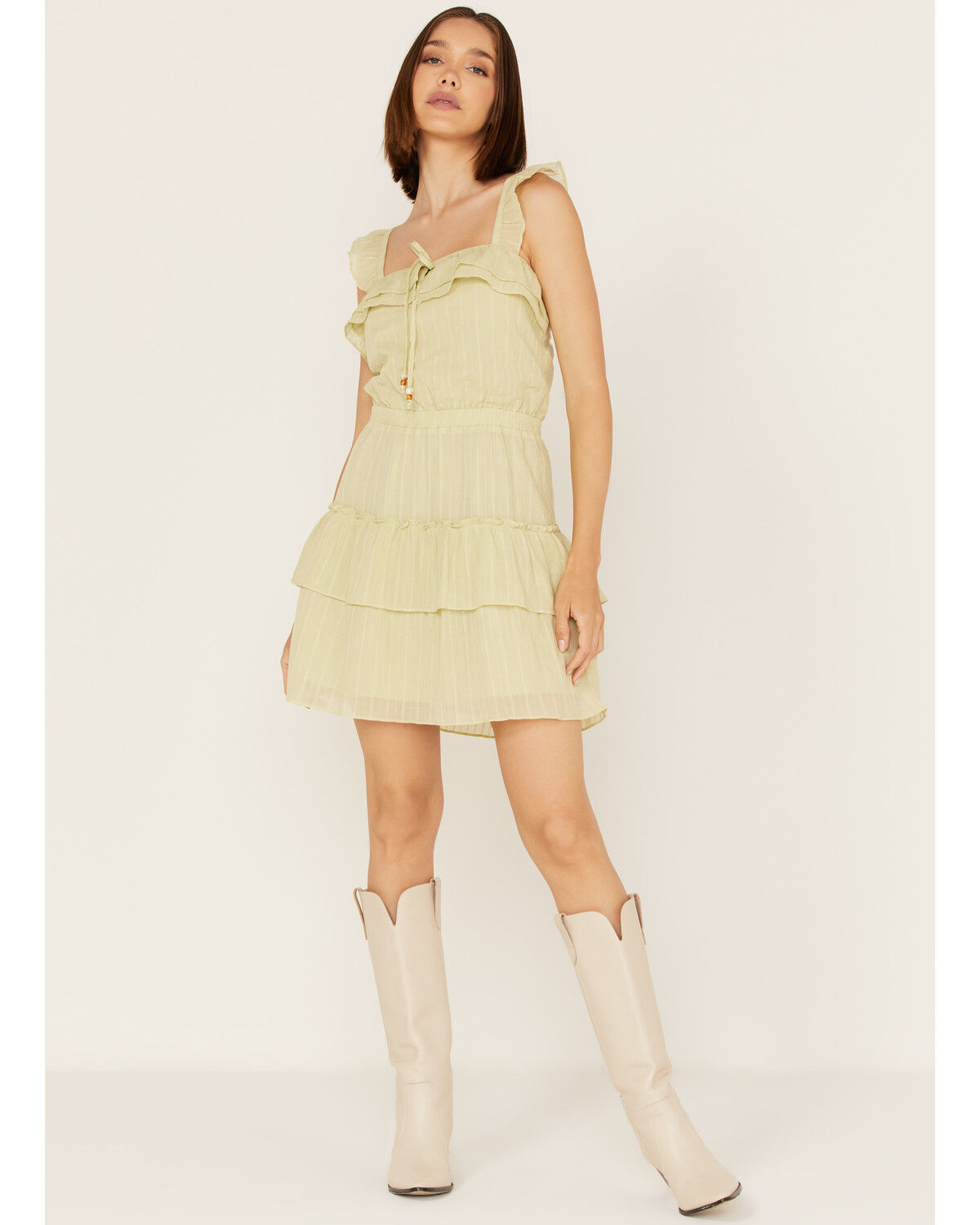 Image #2 - Heartloom Women's Rianne Ruffle Tiered Mini Dress, Green, hi-res