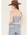 Image #4 - Miss Me Women's Denim Sleeveless Button-Down Bustier, Blue, hi-res