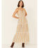 Image #1 - Angie Women's Stripe Tiered Maxi Dress, Mustard, hi-res