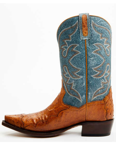 Image #3 - Dan Post 12" Exotic Ostrich Western Boots - Snip Toe , Cognac, hi-res