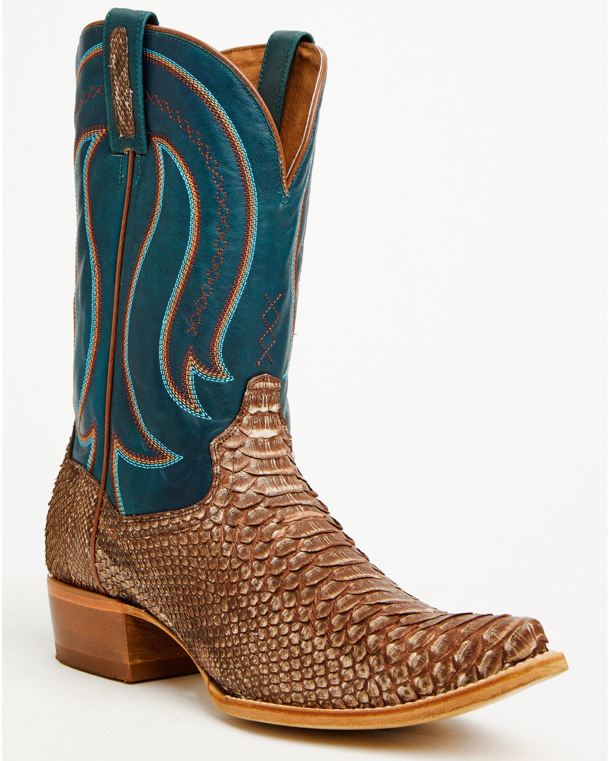 Image #1 - Dan Post Men's Exotic Python Belly Western Boots - Snip Toe, Brown, hi-res