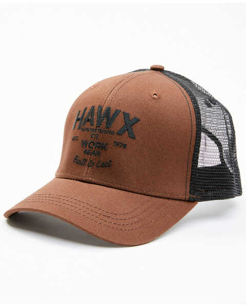 Hawx Men's Dark Brown Logo Graphic Mesh-Back Ball Cap , Dark Brown, hi-res