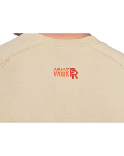 Image #3 - Ariat Men's FR Work Crew Long Sleeve T-Shirt, Sand, hi-res
