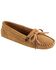 Women's Minnetonka Kilty Suede Softsole Moccasins, Taupe, hi-res