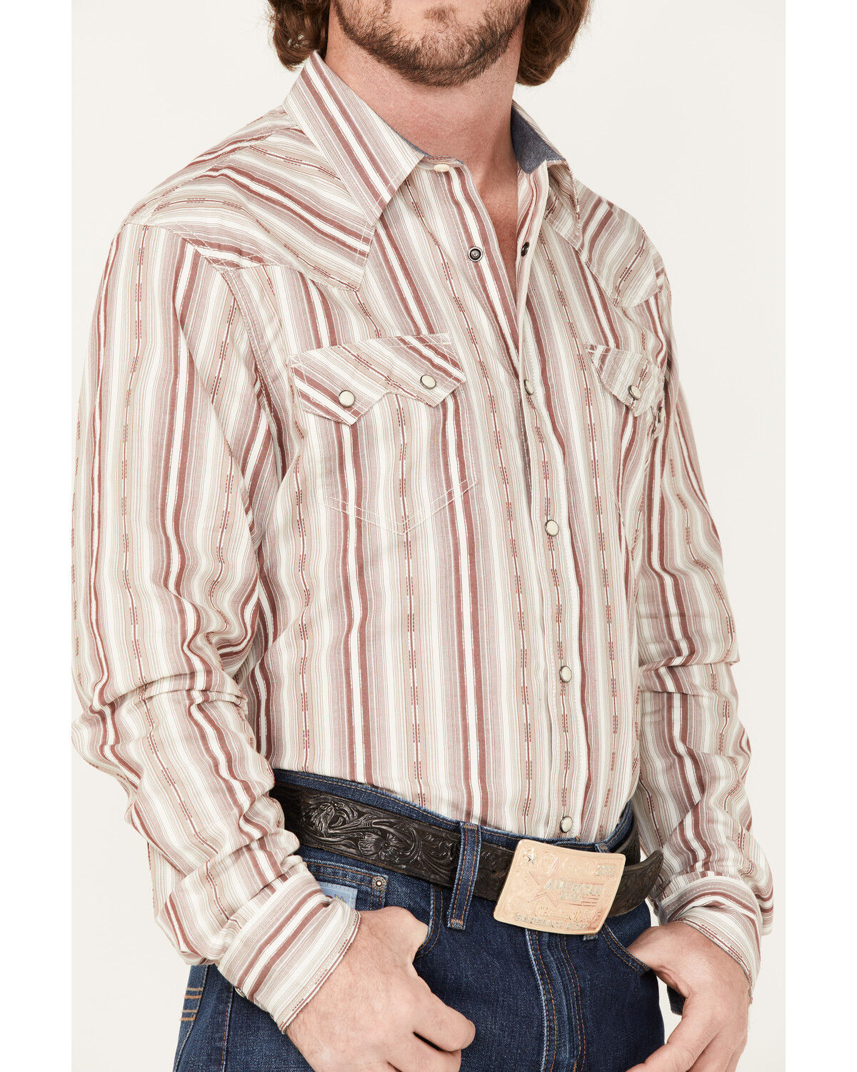 Image #3 - Cody James Men's Alpina Striped Long Sleeve Snap Western Shirt, Cream, hi-res