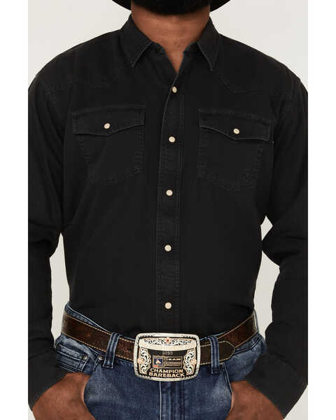 Image #3 - Ariat Men's Jurlington Retro Solid Pearl Snap Western Shirt , Charcoal, hi-res