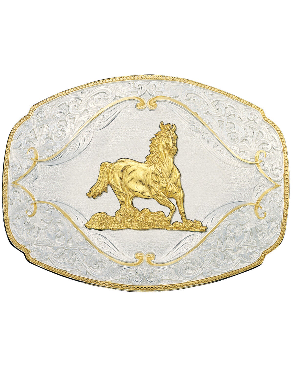 Montana Silversmiths Galloping Horse Western Belt Buckle, Multi, hi-res