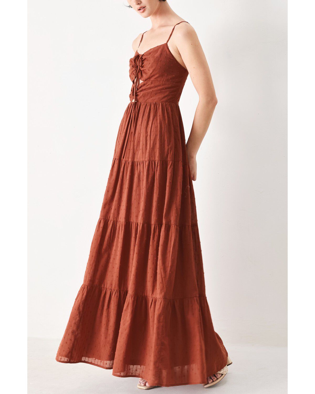 Image #2 - Flying Tomato Women's Terracotta Sunset Woven Maxi Dress, Rust Copper, hi-res