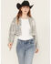 Image #1 - Saints & Hearts Women's Sequin Embellished Fringe Cropped jacket, Silver, hi-res