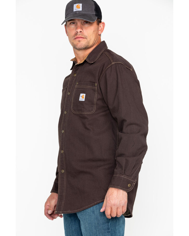 Carhartt Flame Resistant Canvas Shirt Jacket, Dark Brown, hi-res