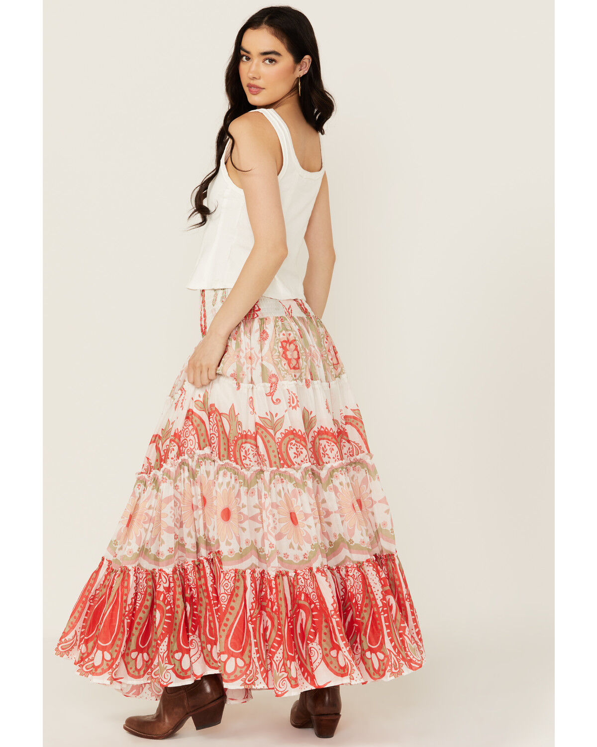 Image #3 - Free People Women's Super Thrills Floral Print Maxi Skirt, Red, hi-res
