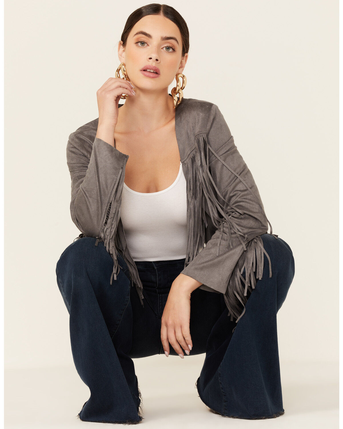 Image #1 - Vocal Women's Fringe Suede Jacket, , hi-res