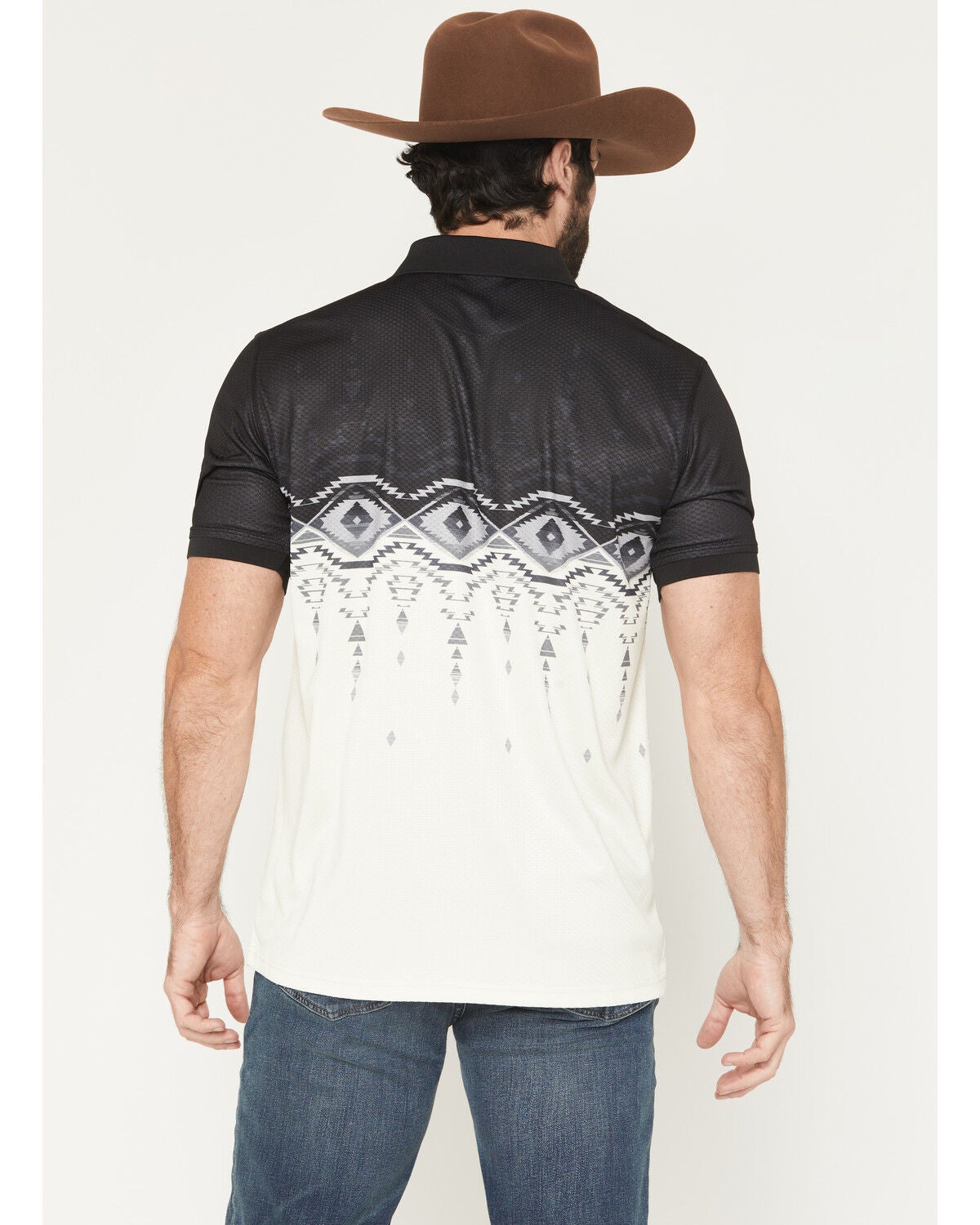 Image #4 - RANK 45&reg; Men's Elko Southwestern Border Print Short Sleeve Button-Down Polo Shirt, Black, hi-res