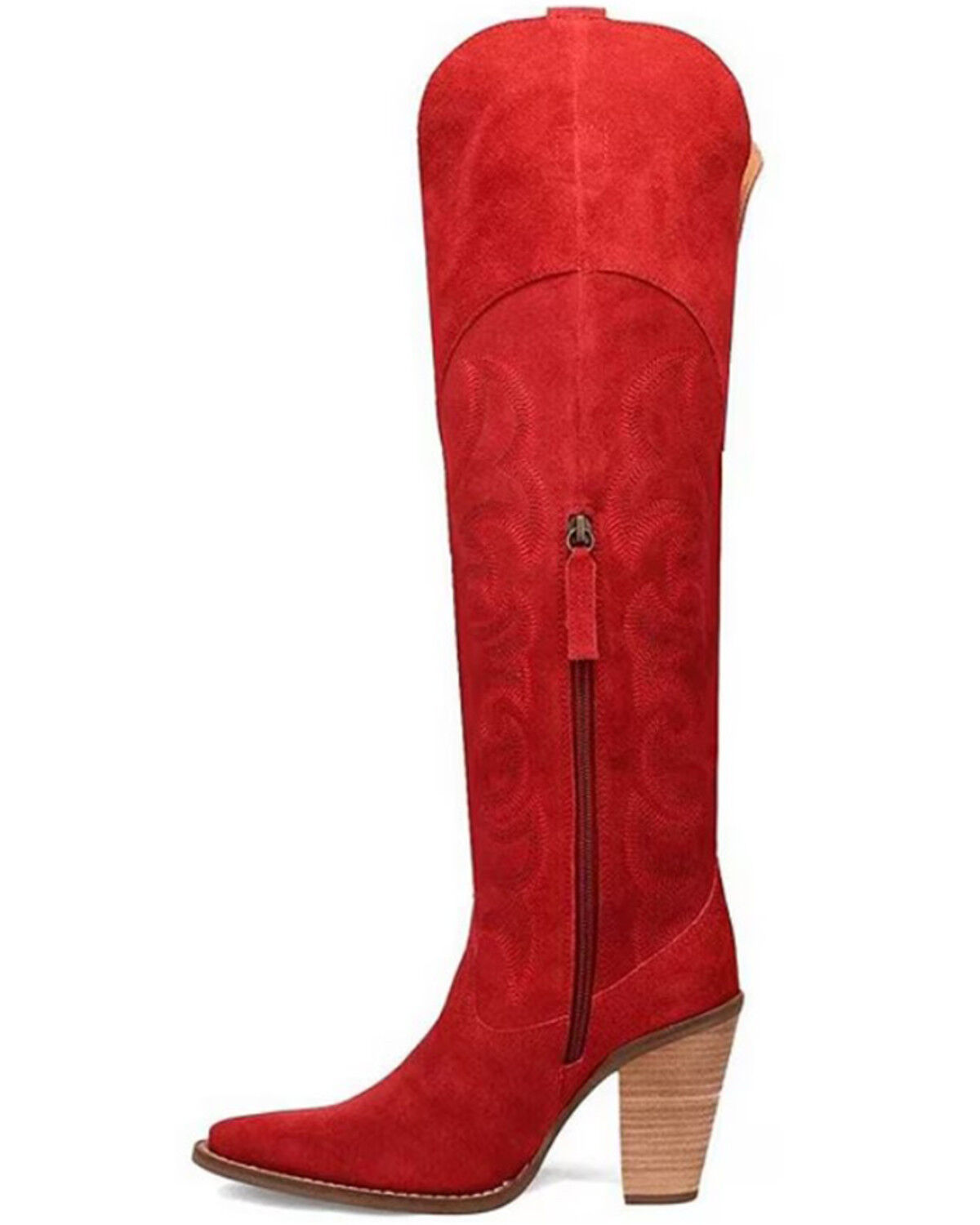 Image #3 - Dingo Women's Primadonna Tall Western Boots - Snip Toe, Red, hi-res