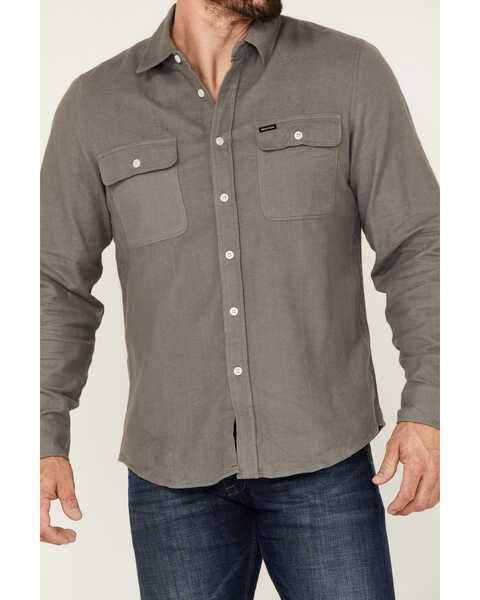 Image #3 - Brixton Men's Bowery Chamois Solid Long Sleeve Button-Down Western Shirt , Grey, hi-res