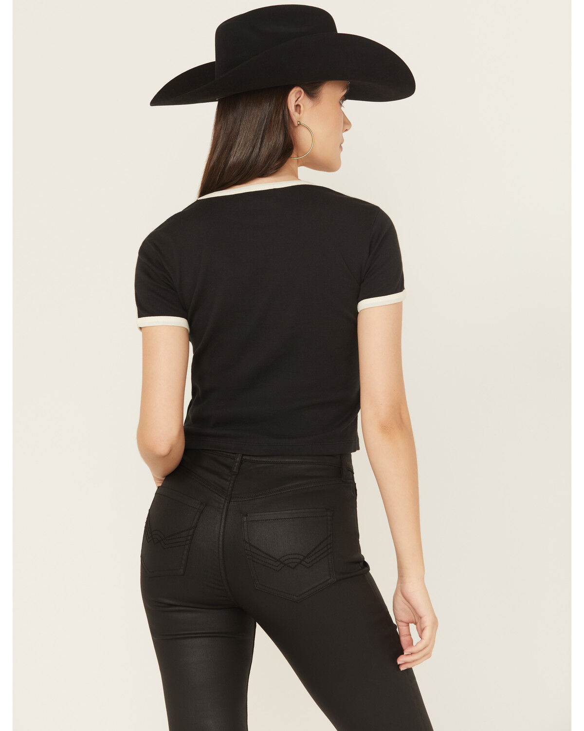 Image #4 - Girl Dangerous Women's Yippee Ki Yay Short Sleeve Ringer Tee, Black, hi-res