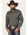 Image #1 - Rock & Roll Denim Men's Paisley Pinstripe Print Long Sleeve Snap Stretch Western Shirt, Black, hi-res