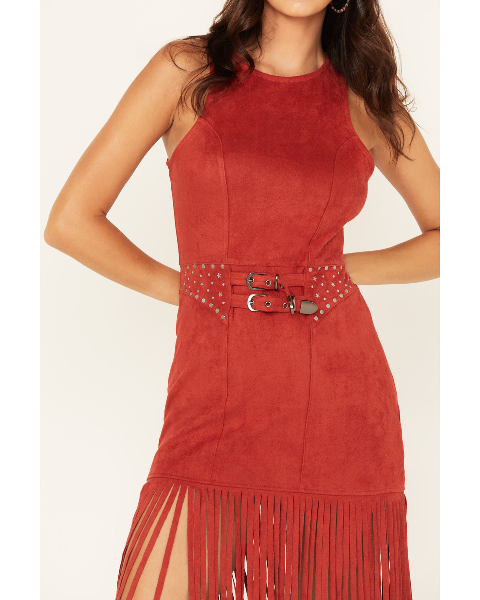 Red suede dress hot sale