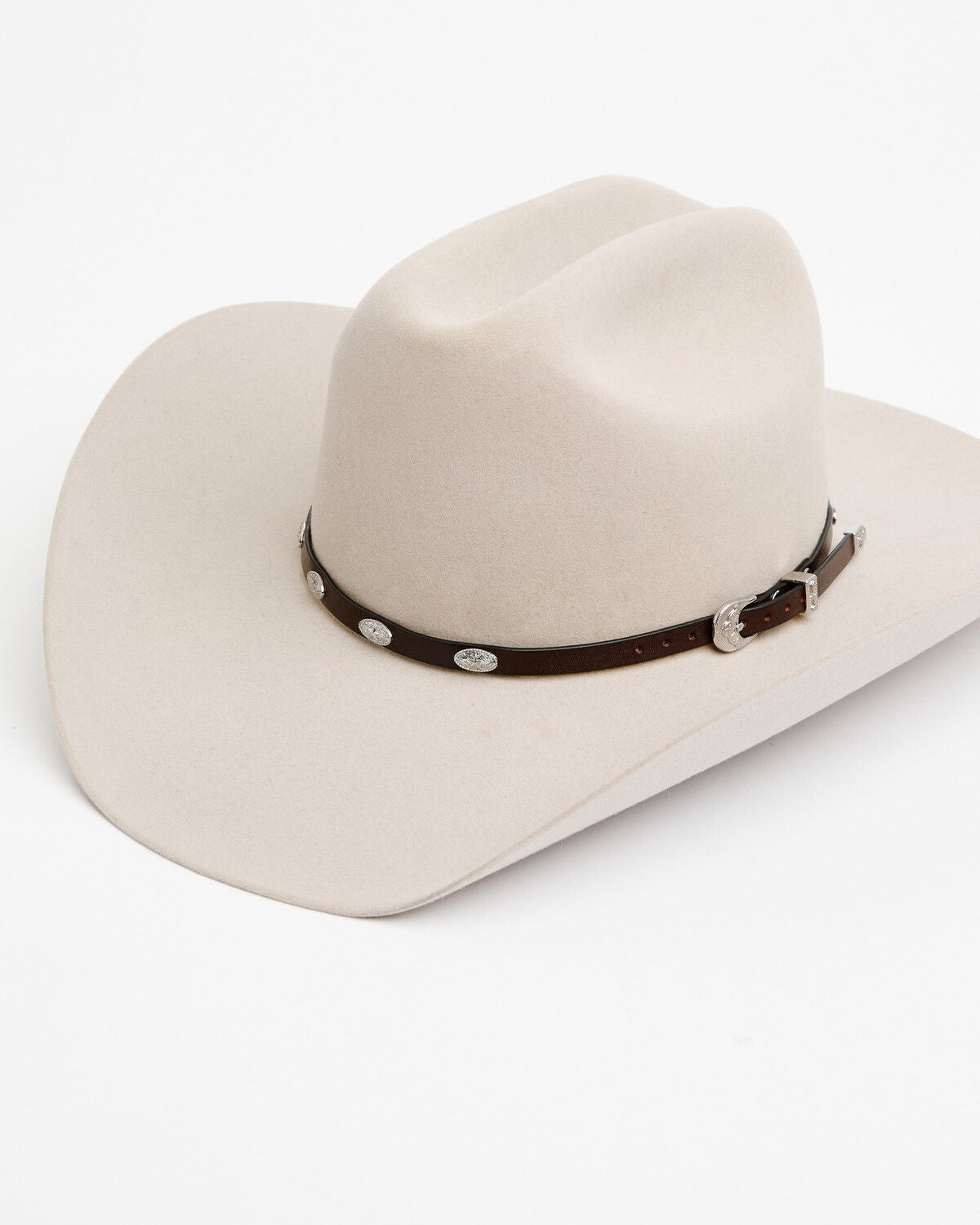 Cody James Men's Oval Silver Concho Hat Band, Brown, hi-res