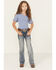 Image #3 - Grace in LA Little Girls' Light Wash Double Horseshoe Pocket Bootcut Stretch Denim Jeans, Blue, hi-res