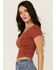 Image #2 - Shyanne Women's Floral Jacquard Short Sleeve Top, Mauve, hi-res