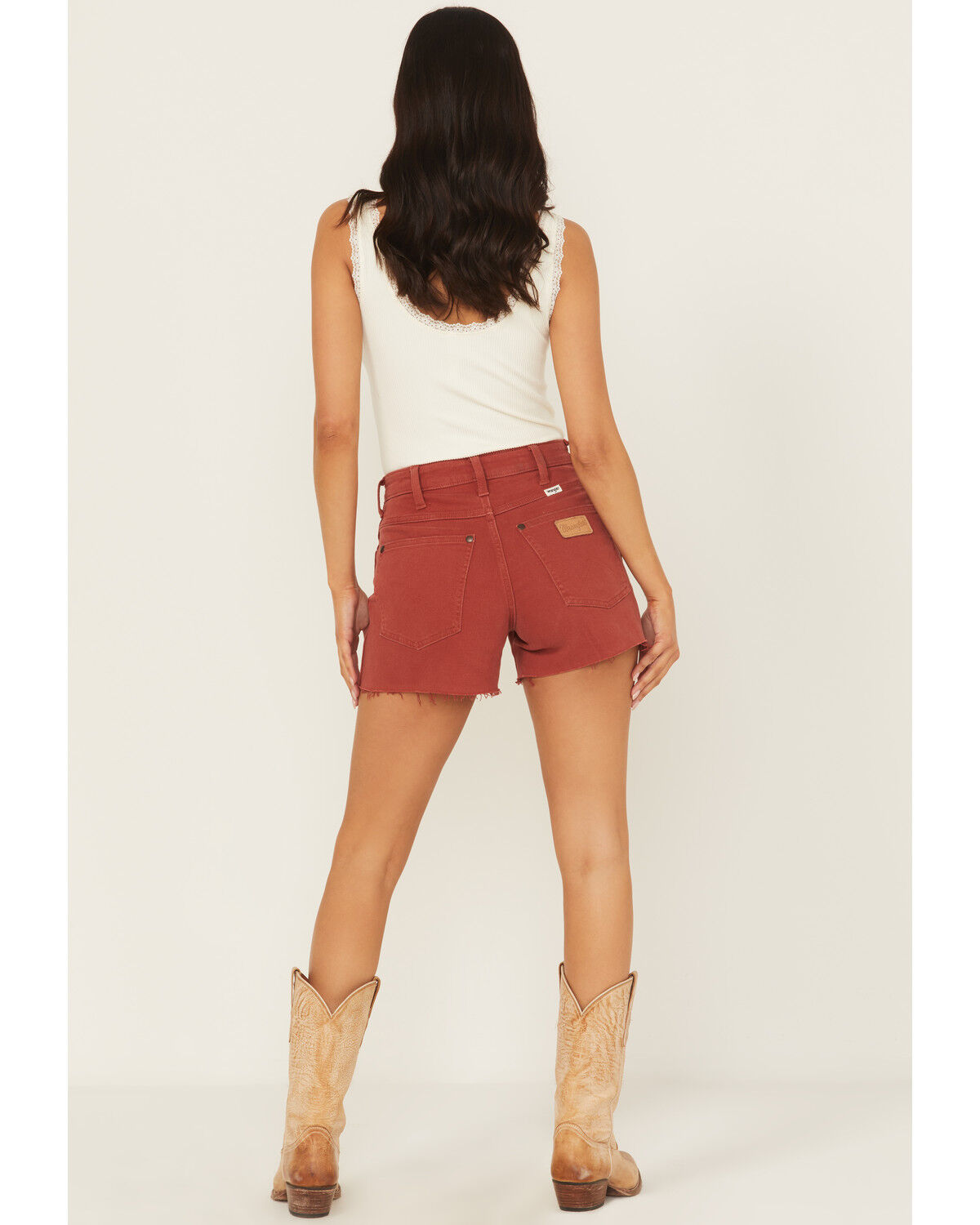 Image #3 - Wrangler Women's Amber High Rise Retro Cowboy Stretch Denim Shorts, Red, hi-res