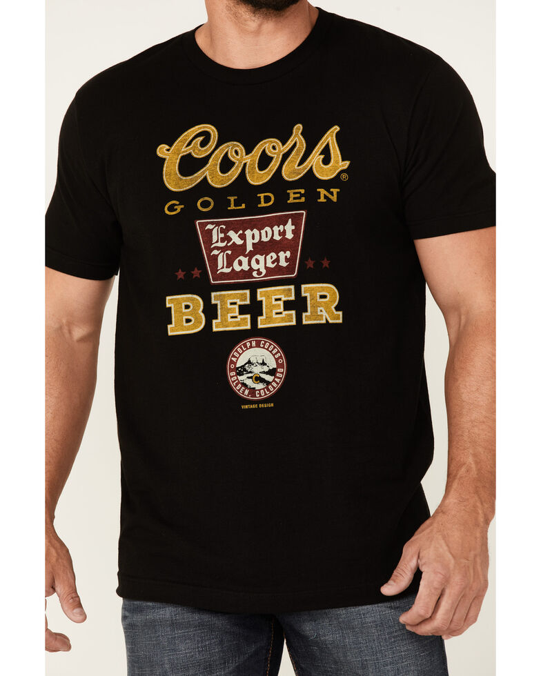 Brew City Beer Gear Men's Black Coors Banquet Export Lager Graphic Short Sleeve T-Shirt , Black, hi-res