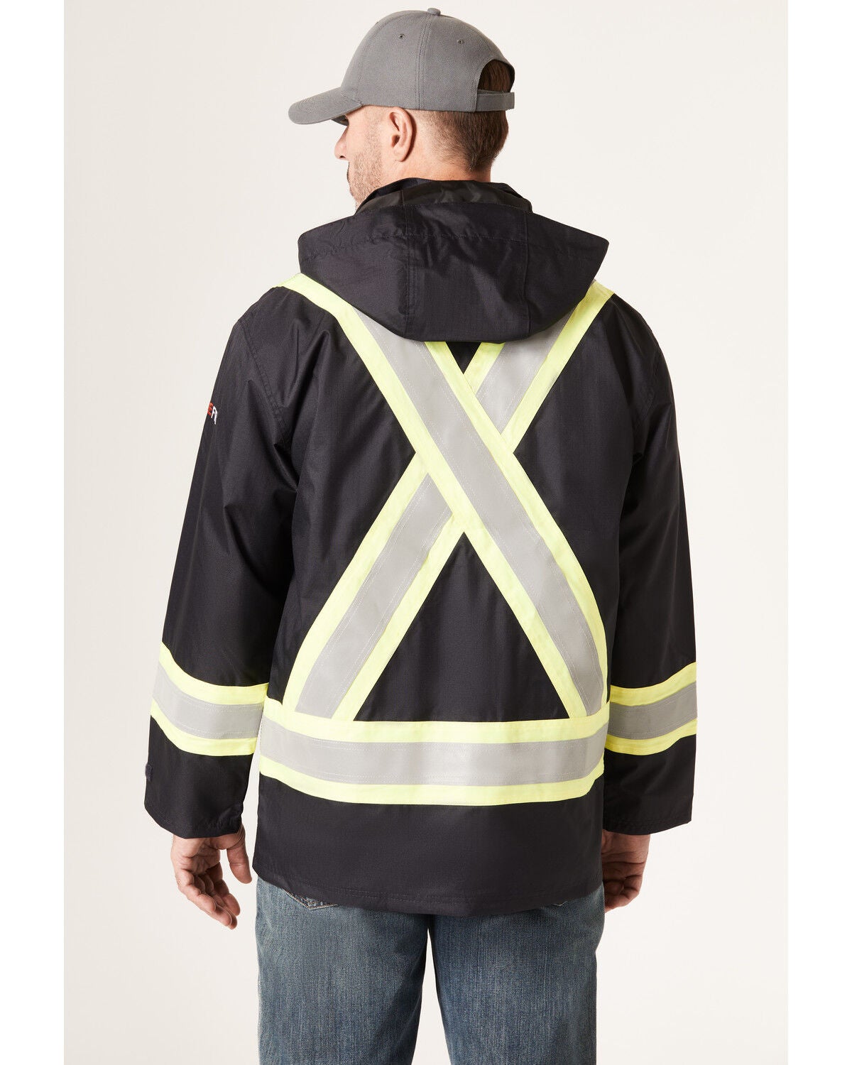 Image #4 - Forge Workwear Men's FR HiVis Insulated Rain Jacket, Navy, hi-res