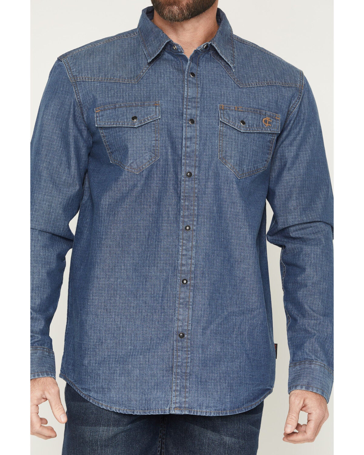 Image #3 - Cody James Men's FR Playa Ripstop Denim Long Sleeve Snap Work Shirt, Light Wash, hi-res