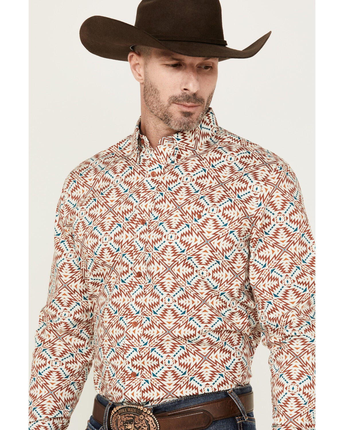 Men's RANK 45 Lagos Southwestern Print Long Sleeve Button-Down Perfor