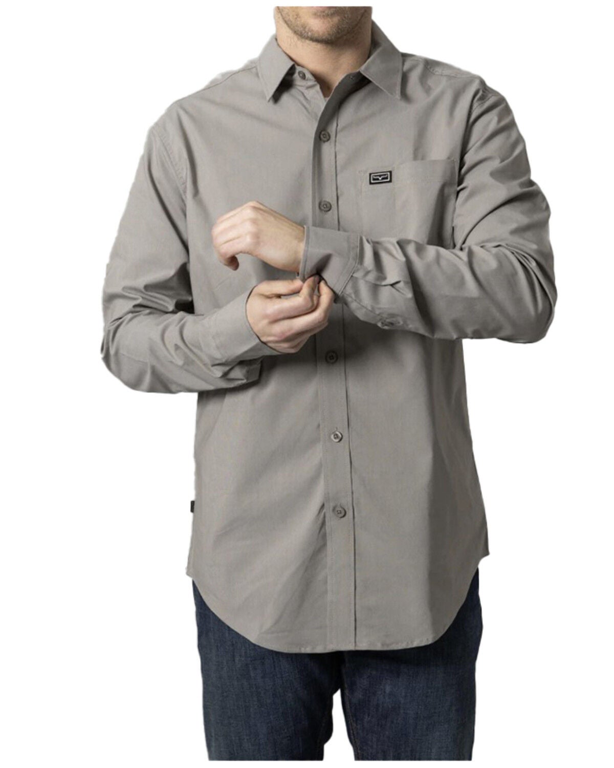 Image #1 - Kimes Ranch Men's Linville Short Sleeve Button-Down Performance Shirt, Grey, hi-res