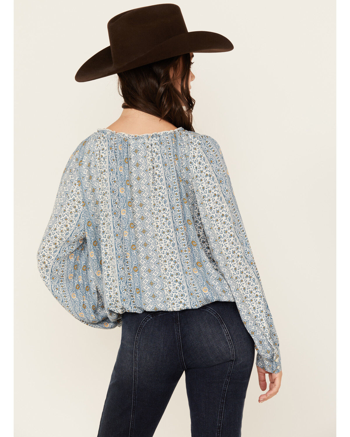 Image #4 - Wild Moss Women's Striped Button-Down Long Sleeve Top, Blue, hi-res