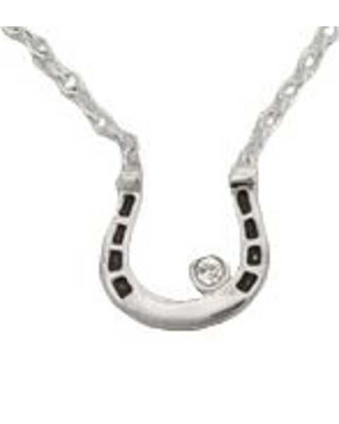 Image #2 - Montana Silversmiths Women's Small Horseshoe & Rhinestone Necklace, Silver, hi-res