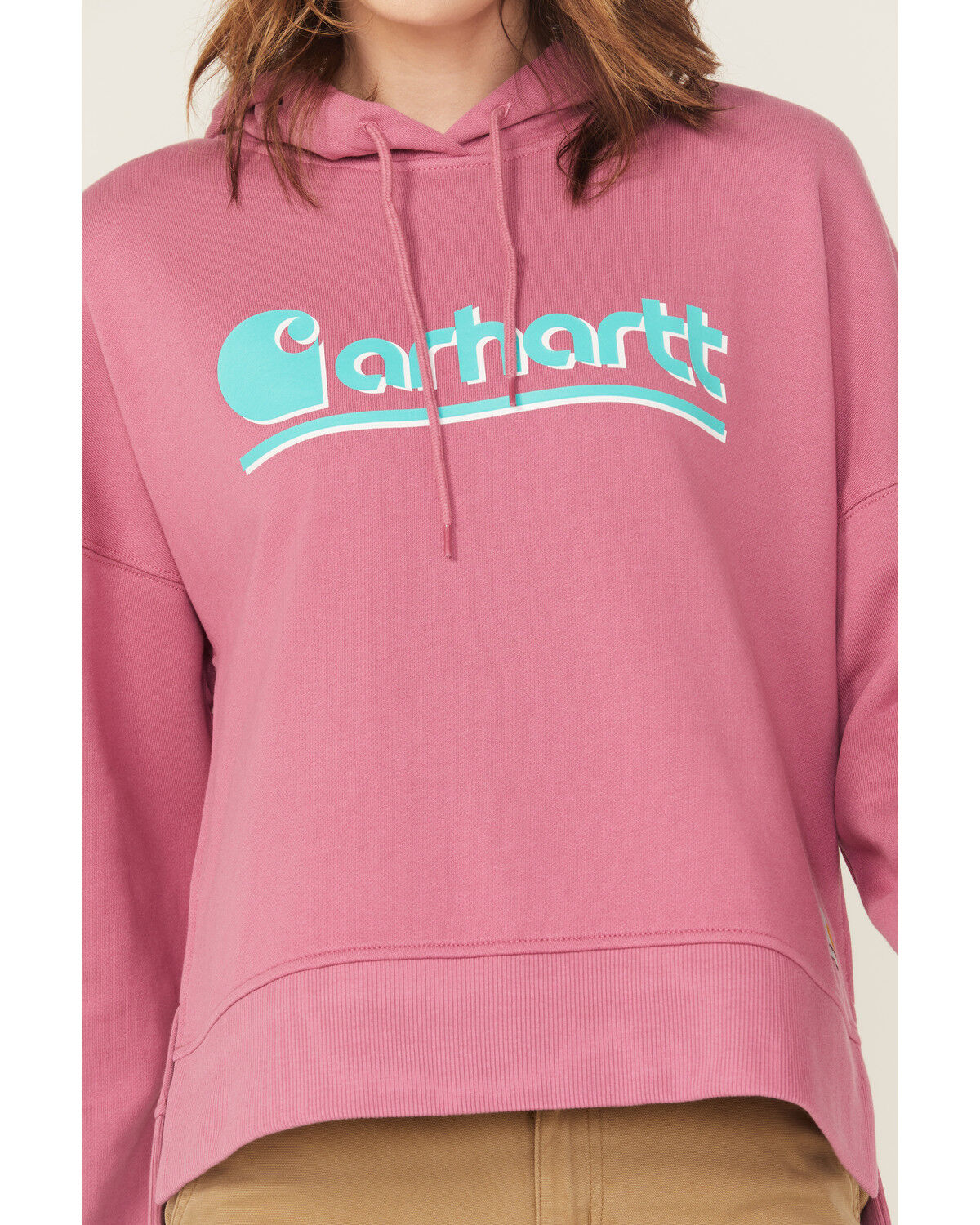 Image #3 - Carhartt Women's Tencel™ Fiber Series Loose Fit Graphic Hoodie, Dark Pink, hi-res