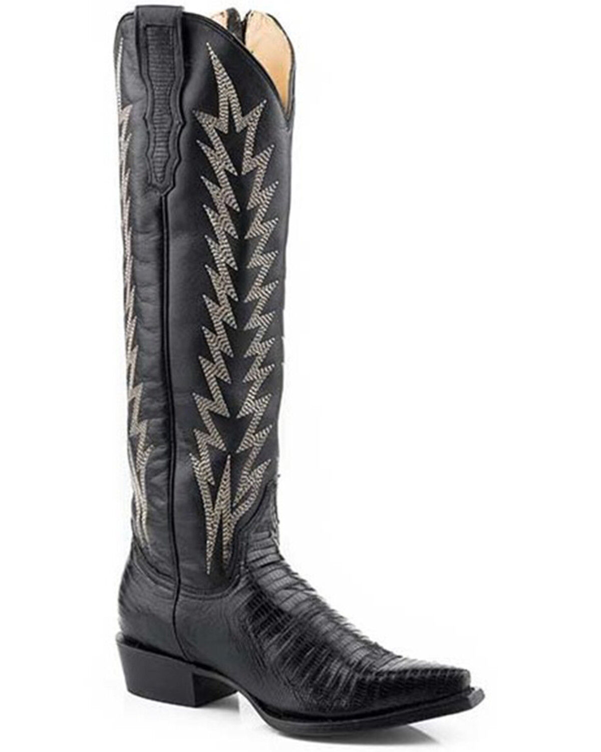 Image #1 - Stetson Women's Talia Exotic Teju Lizard Western Boots - Snip Toe, Black, hi-res