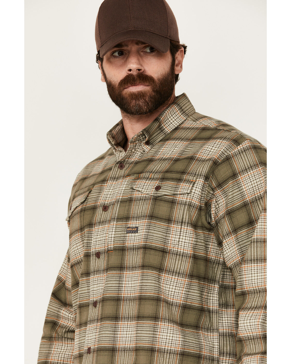 Image #2 - Ariat Men's Rebar DuraStretch Long Sleeve Button-Down Work Shirt, Green, hi-res