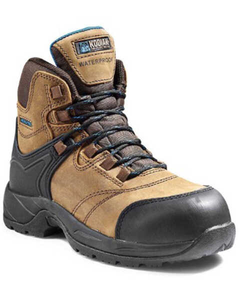 Kodiak Women's Journey Waterproof Hiker Safety Work Boots - Composite Toe, Brown, hi-res