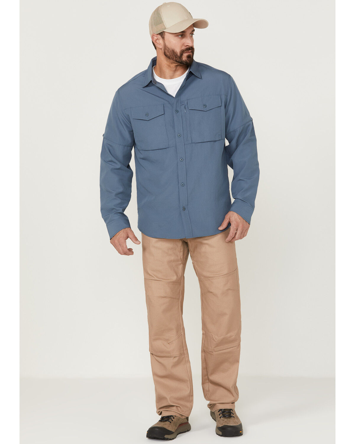 Image #2 - Brothers and Sons Men's Dobby Performance Long Sleeve Button-Down Western Shirt, Indigo, hi-res