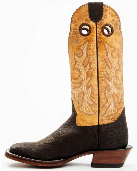 Image #3 - Hondo Boots Men's Bullhide Western Boots - Broad Square Toe, Brown, hi-res